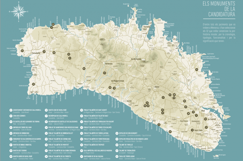 Mapa de Yacimientos Talayóticos de Menorca
