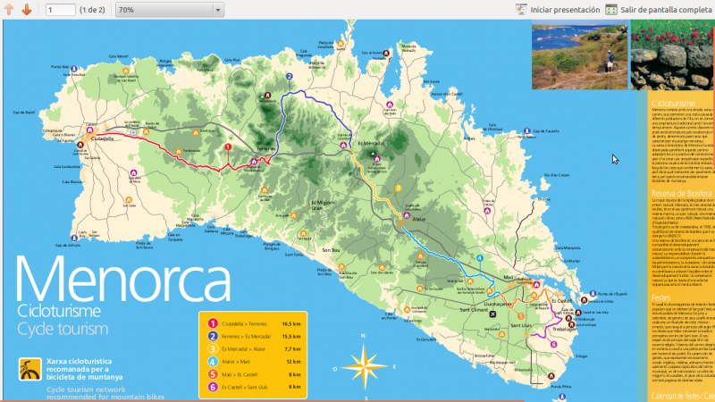 Mapa de rutas de cicloturismo en menorca