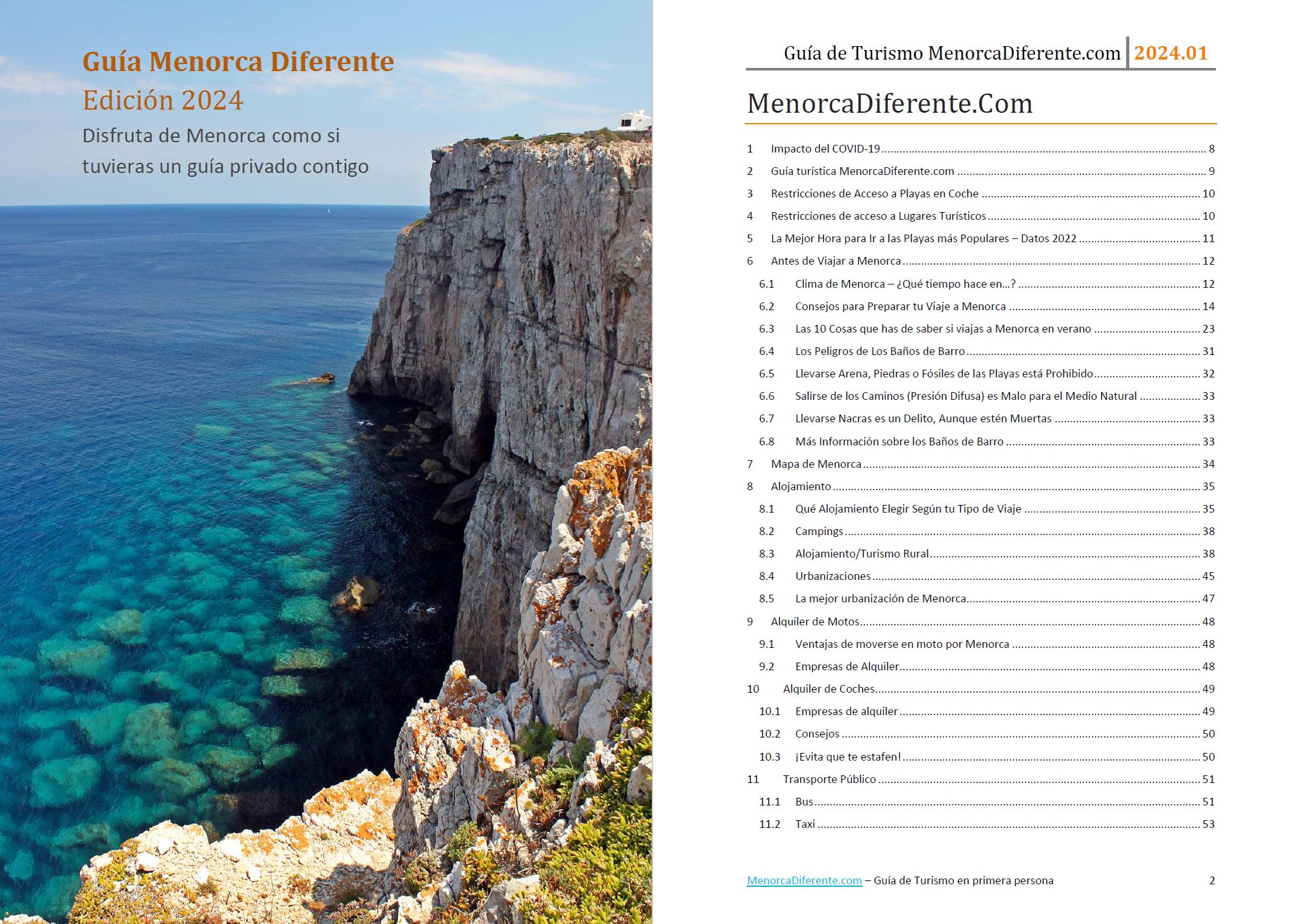 2024 - Guia MenorcaDiferente en PDF - Portada e Índice